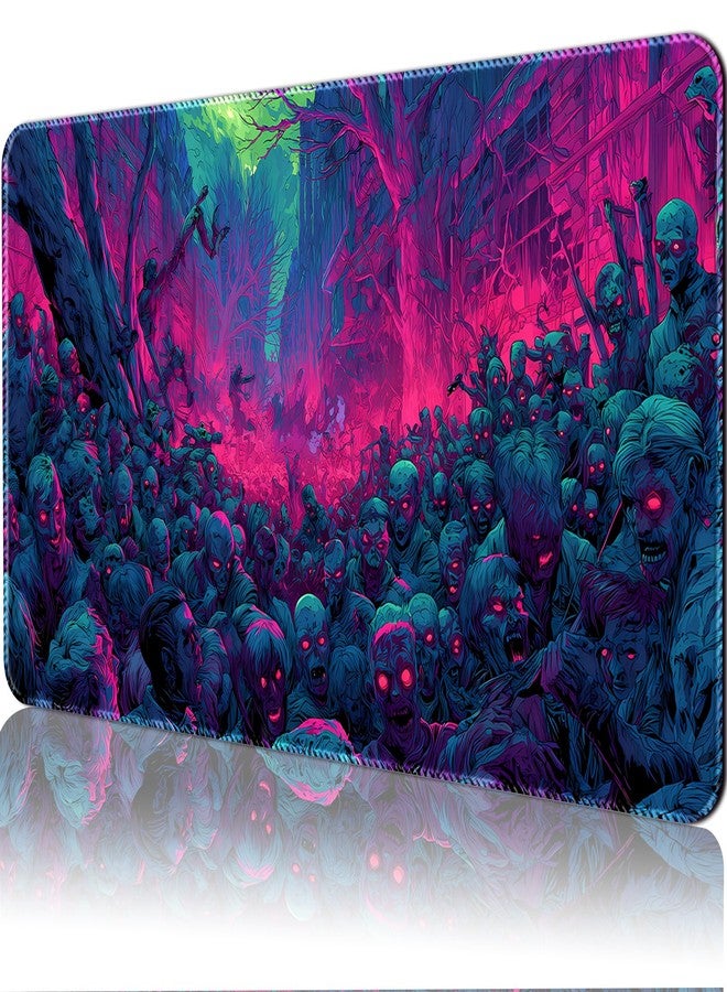 April Space MTG Playmats(Stitched) Size 24x14 in with Card Zones Storage Bag (Zombies are Attacking-No Zone) - Image 1